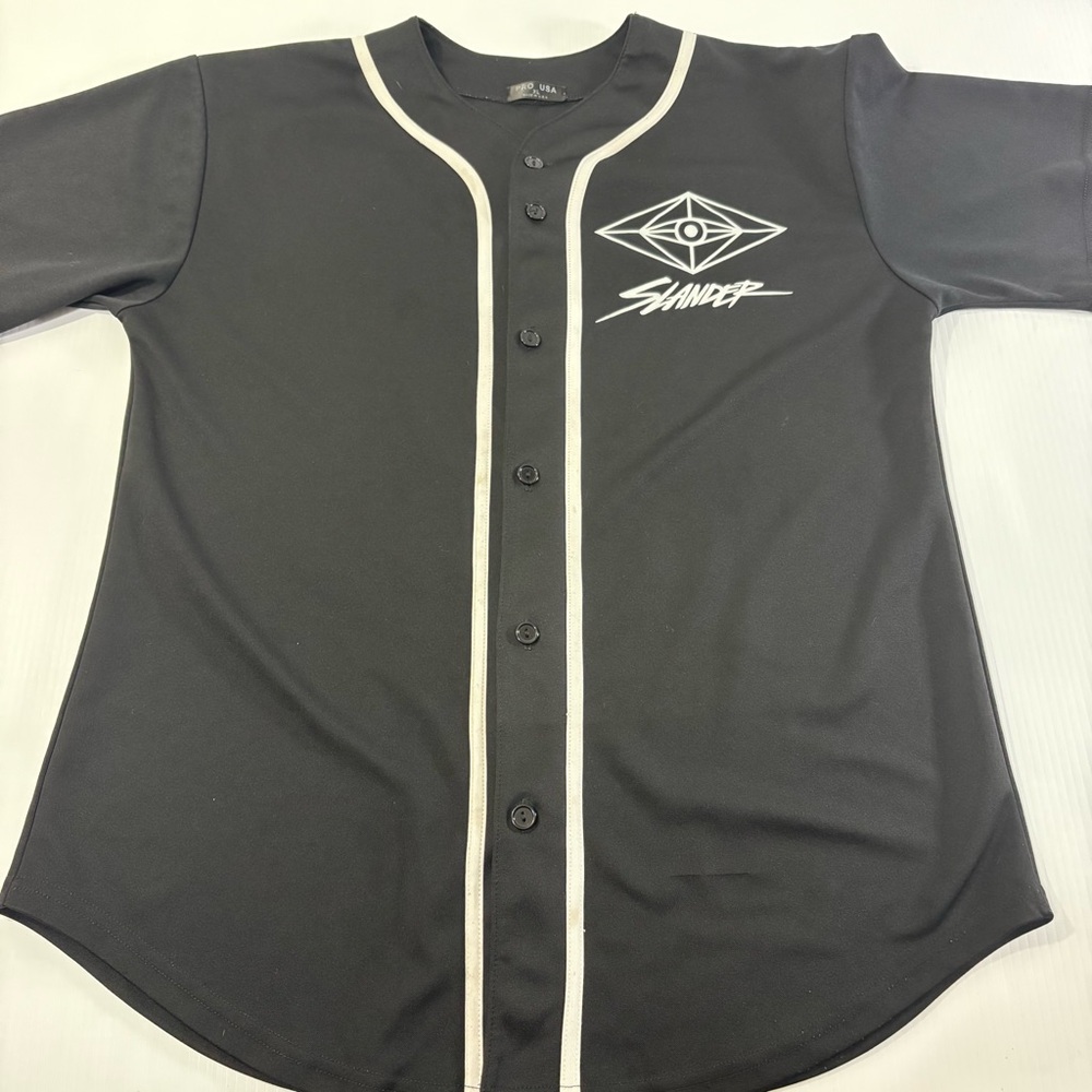 Pro USA Slander Black Button-Up Baseball Jersey SzXL Made in The USA